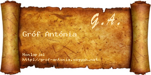 Gróf Antónia névjegykártya